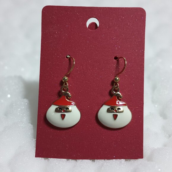 Festive Happy Santa Claus Face Earrings - Picture 1 of 4